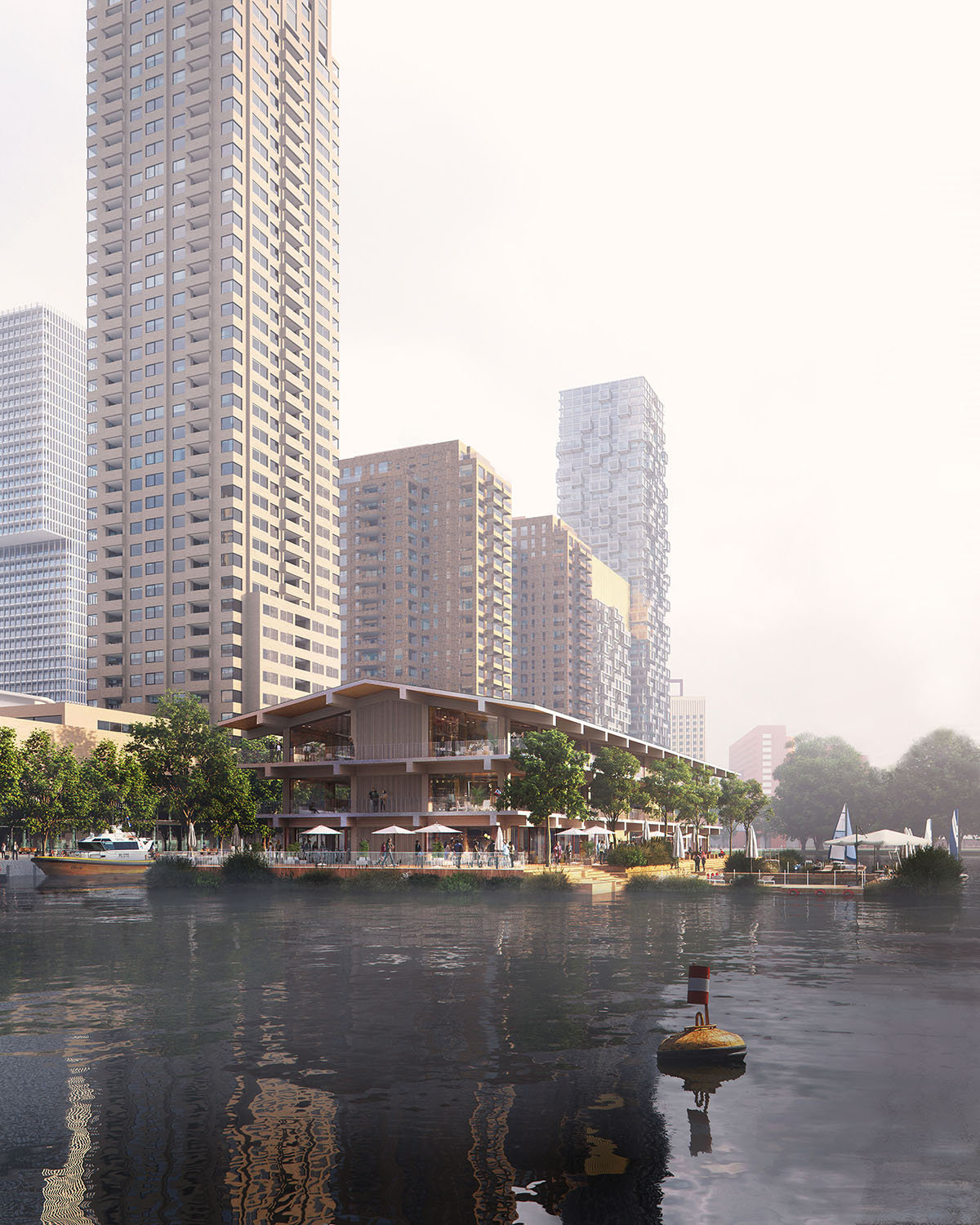 Powerhouse Company reveals its floating office building entirely made out of timber in Rotterdam