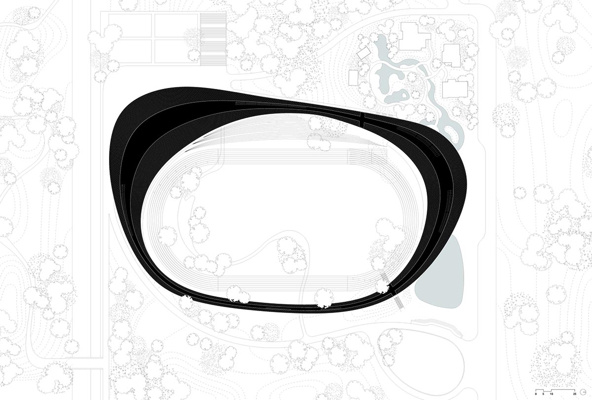 Sinuous red roof combines technology museum and reception center in Chengdu by Powerhouse Company