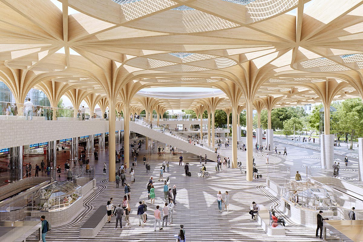 Henning Larsen to redesign Prague Central Station with spacious open-roof timber canopy