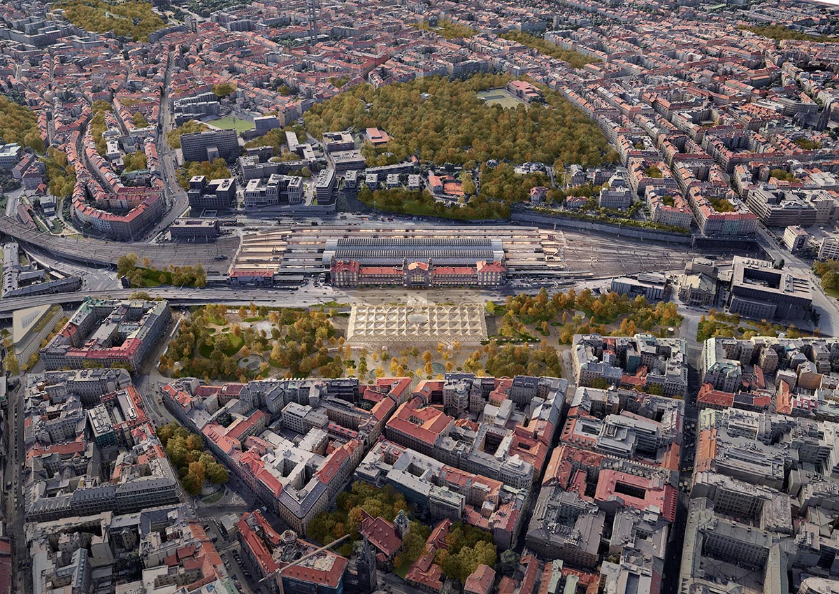 Henning Larsen to redesign Prague Central Station with spacious open-roof timber canopy