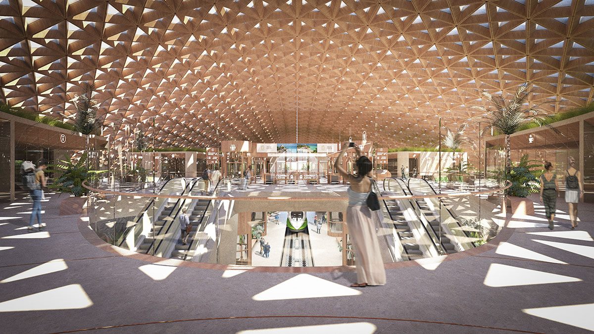 Aidia Studio designs wavy and open latticed roof for Tulum Train Station