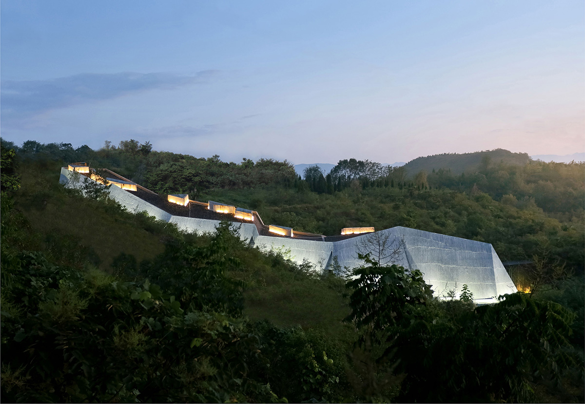 Dinosaur Egg Museum invisibly stretched along In Qinglong Mountain National Geo-Park China