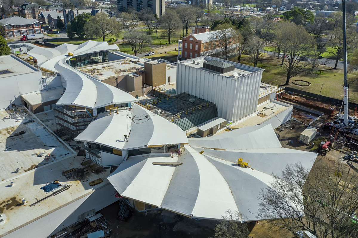 Studio Gang's Arkansas Museum of Fine Arts takes shape with folded concrete roof in Little Rock