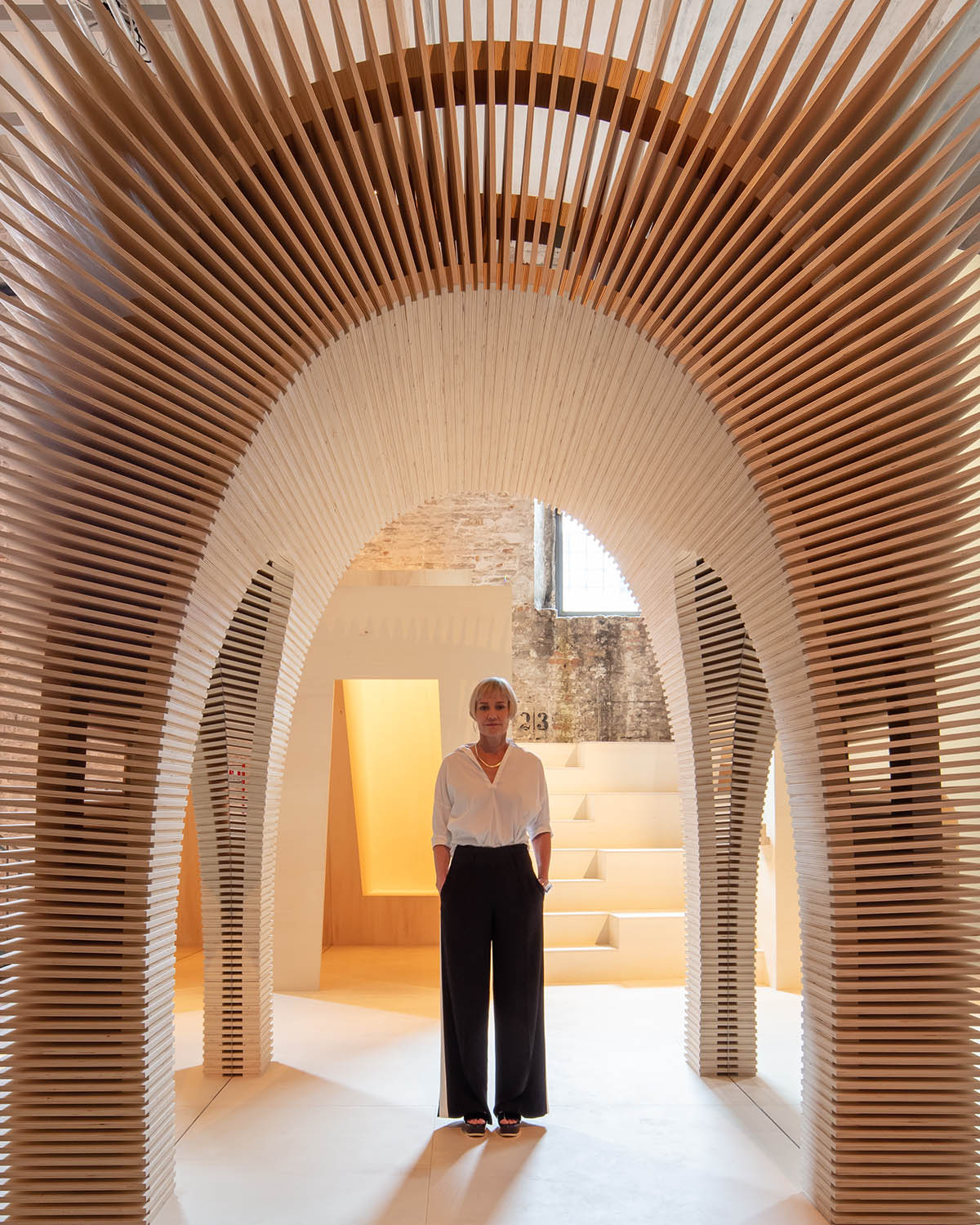 Alison Brooks Architects' Wooden Installations Explore 4 Totems in Housing at Venice Biennale