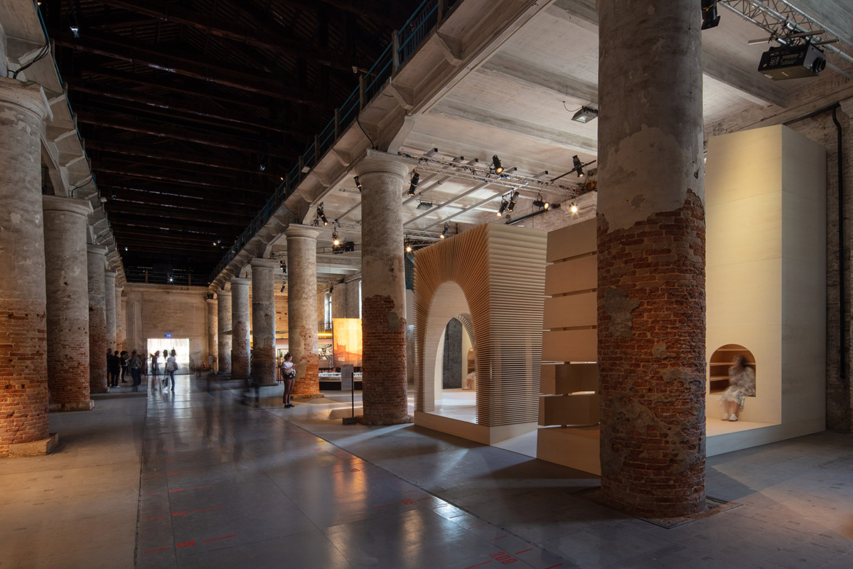 Alison Brooks Architects' Wooden Installations Explore 4 Totems in Housing at Venice Biennale