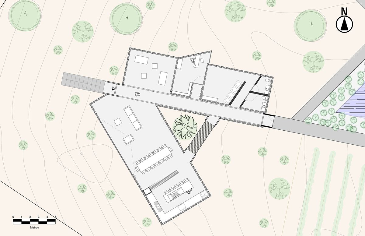 Santos Bolívar's rammed-earth hotel blocks are raised on inclined mirror bases in Mexican landscape