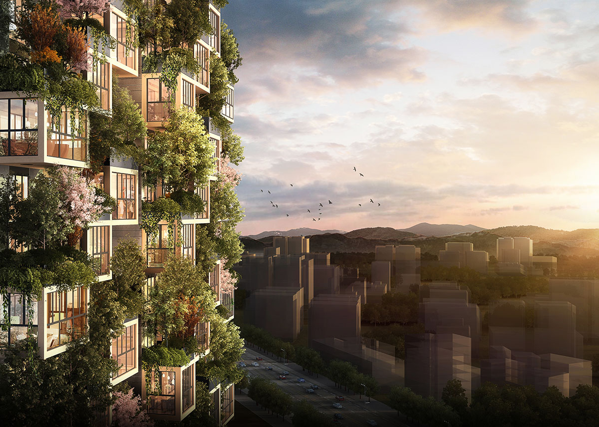 Stefano Boeri's The Vertical Forests are growing in China as trees are starting inhabiting in towers
