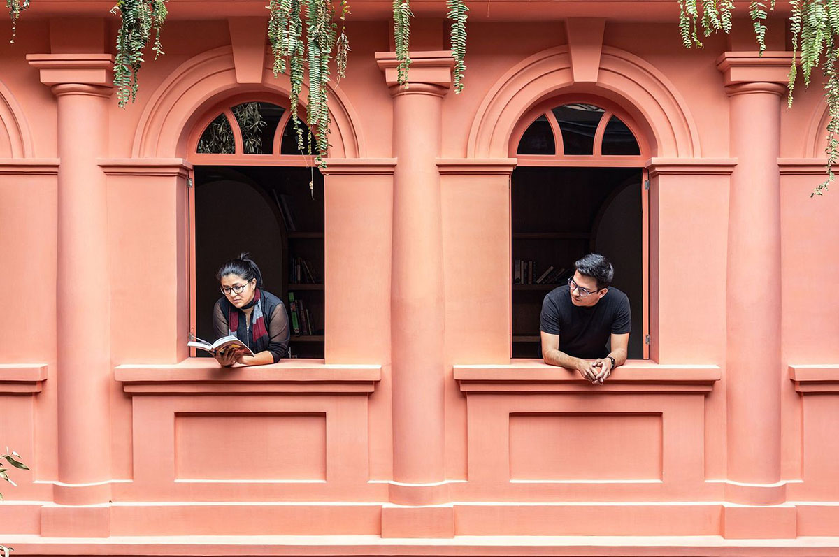 nicolas&nicolas converts old building into hotel with pinkish walls and central courtyard in Quito
