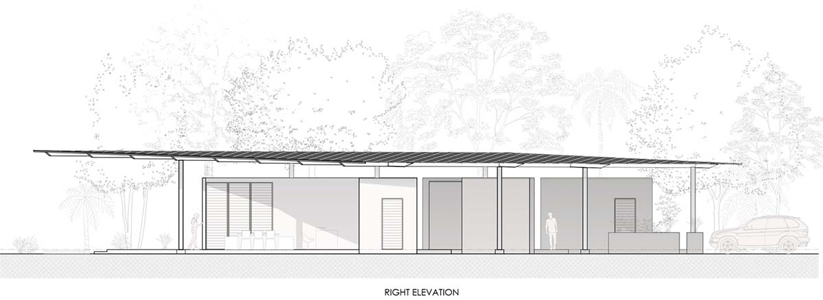 Large wing-like roof points out Santiago Hills Villa designed by Studio Saxe in Costa Rican jungle