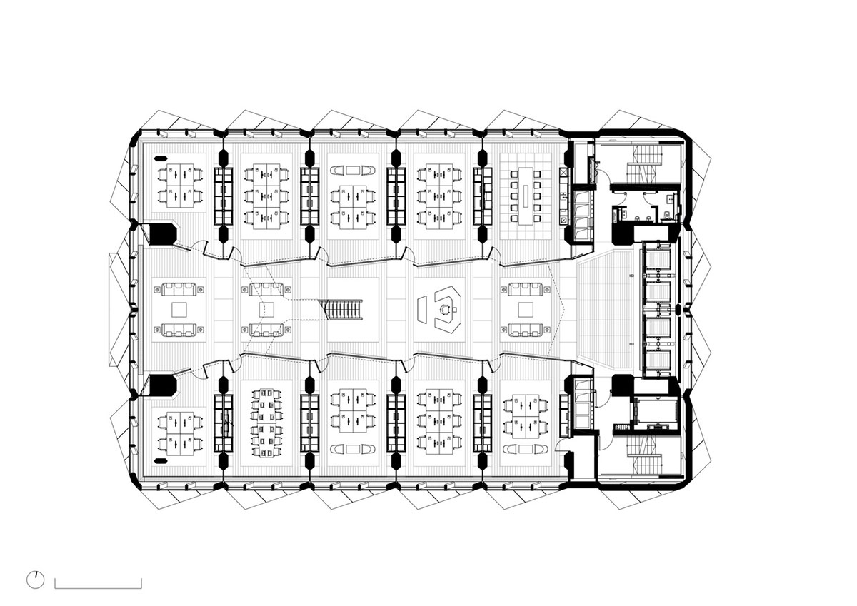 Foster + Partners completes office tower clad by triangular pieces of copper in Yekaterinburg