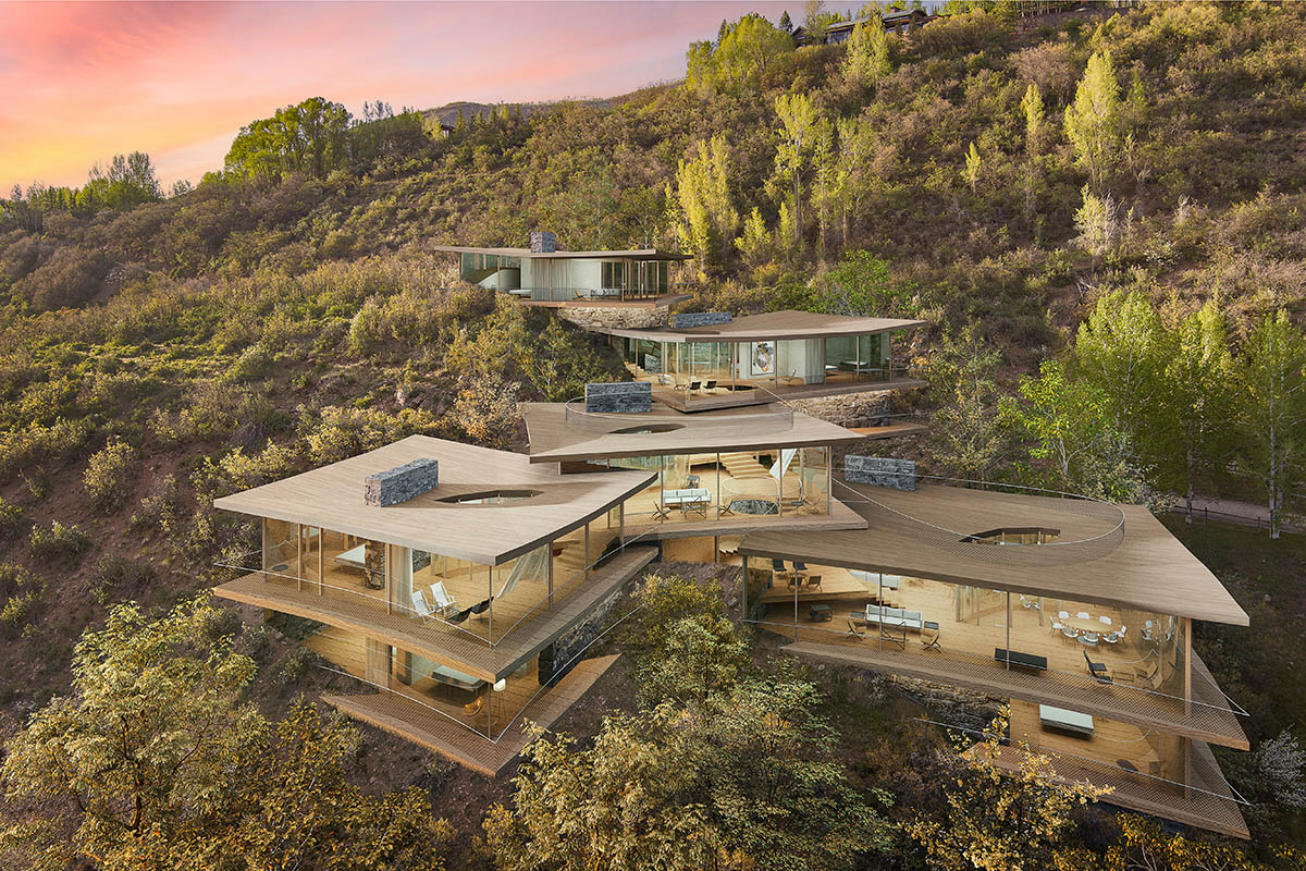 NO ARCHITECTURE designs residence with five ascending pavilions on Red Mountain in Aspen