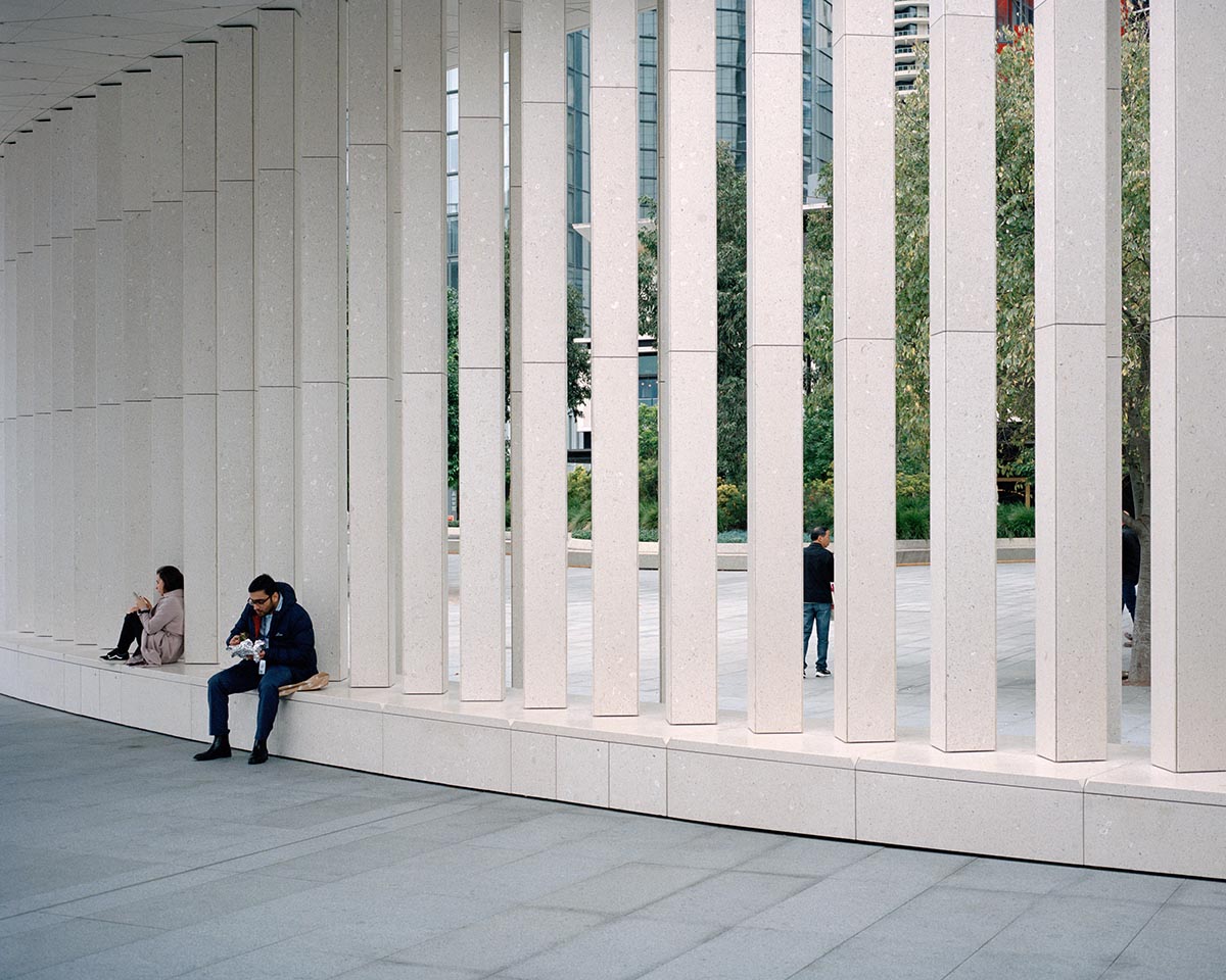 Pier Pavilion, made of recycled oyster shell terrazzo, opens on Sydney Harbour 