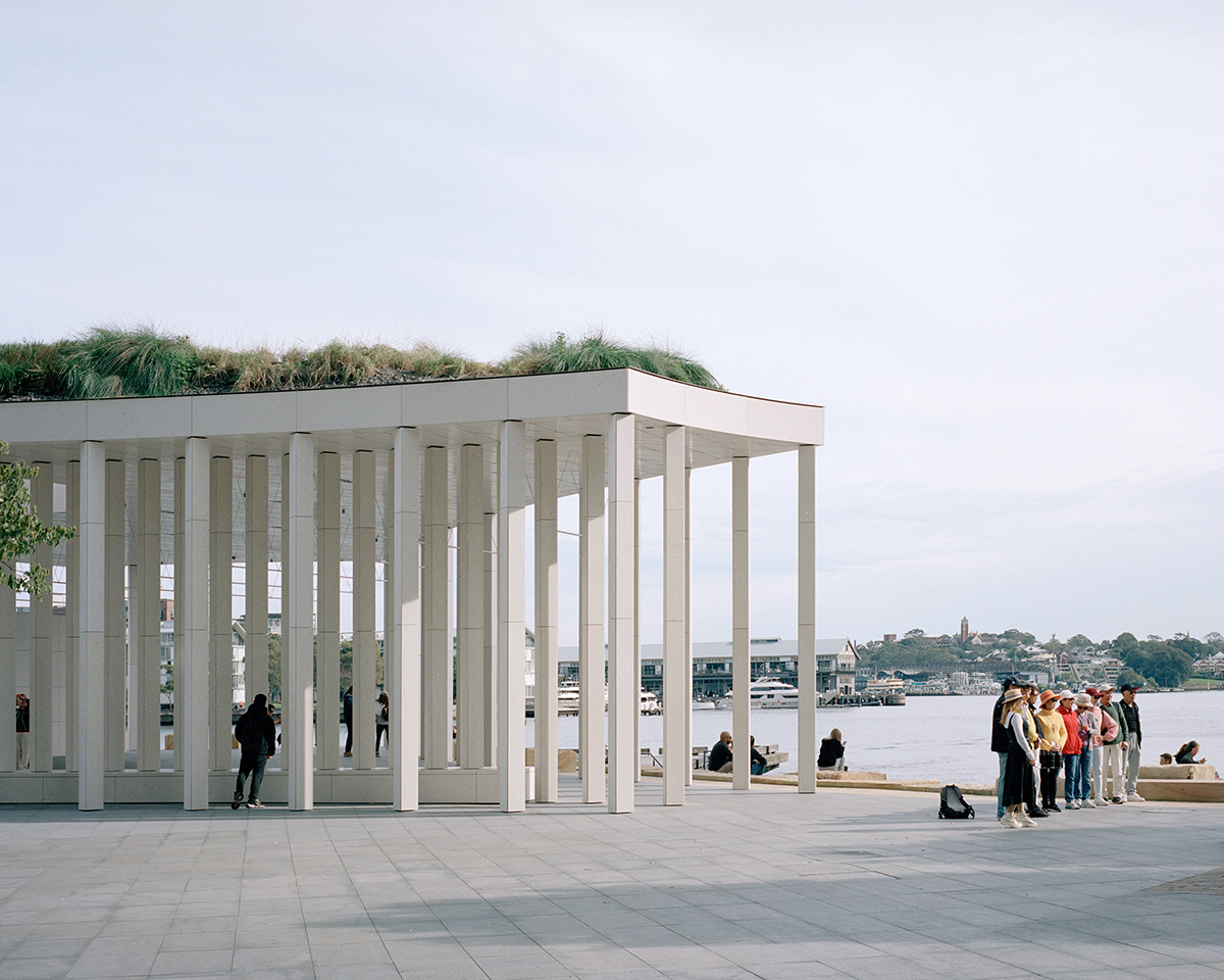 Pier Pavilion, made of recycled oyster shell terrazzo, opens on Sydney Harbour 