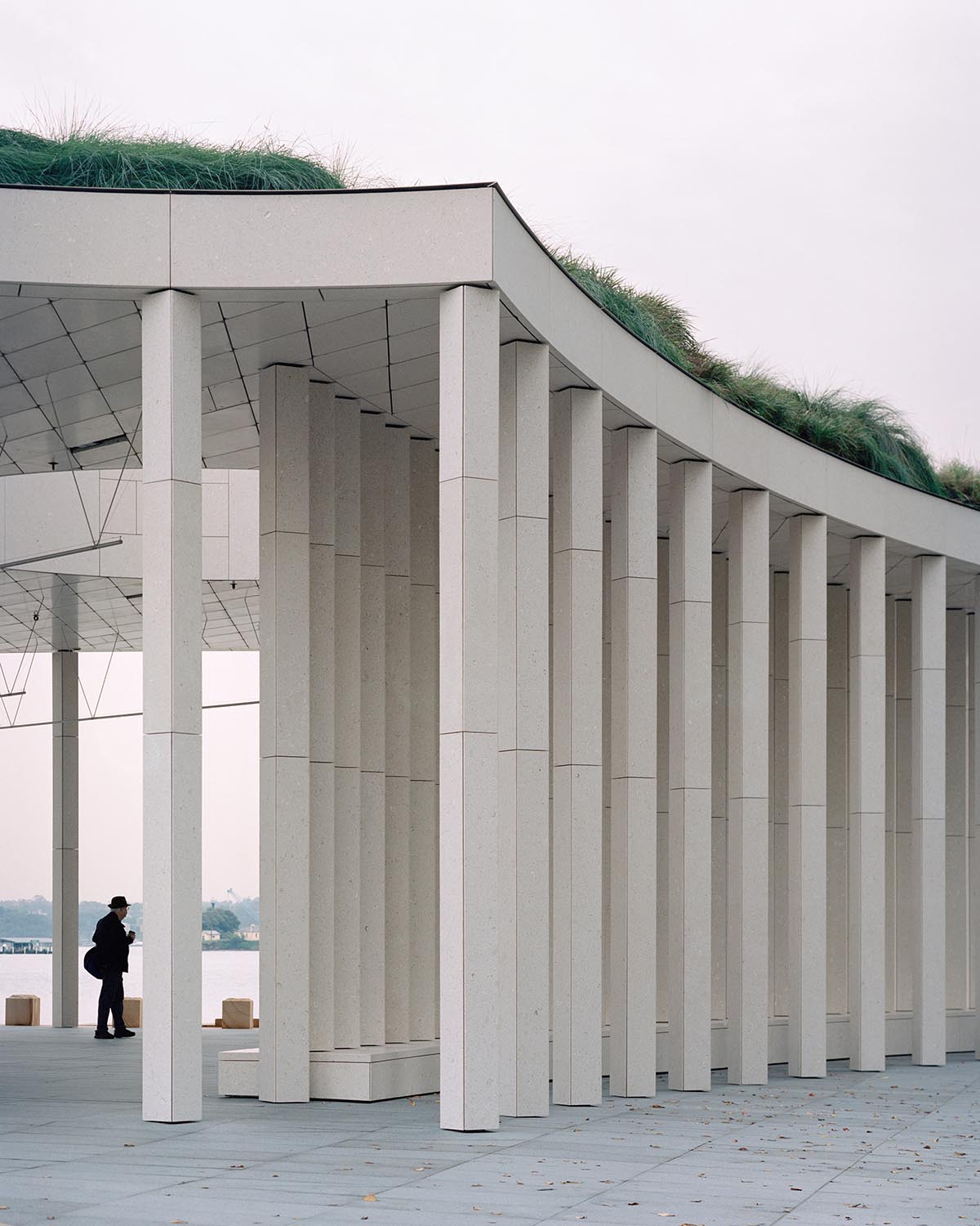 Pier Pavilion, made of recycled oyster shell terrazzo, opens on Sydney Harbour 