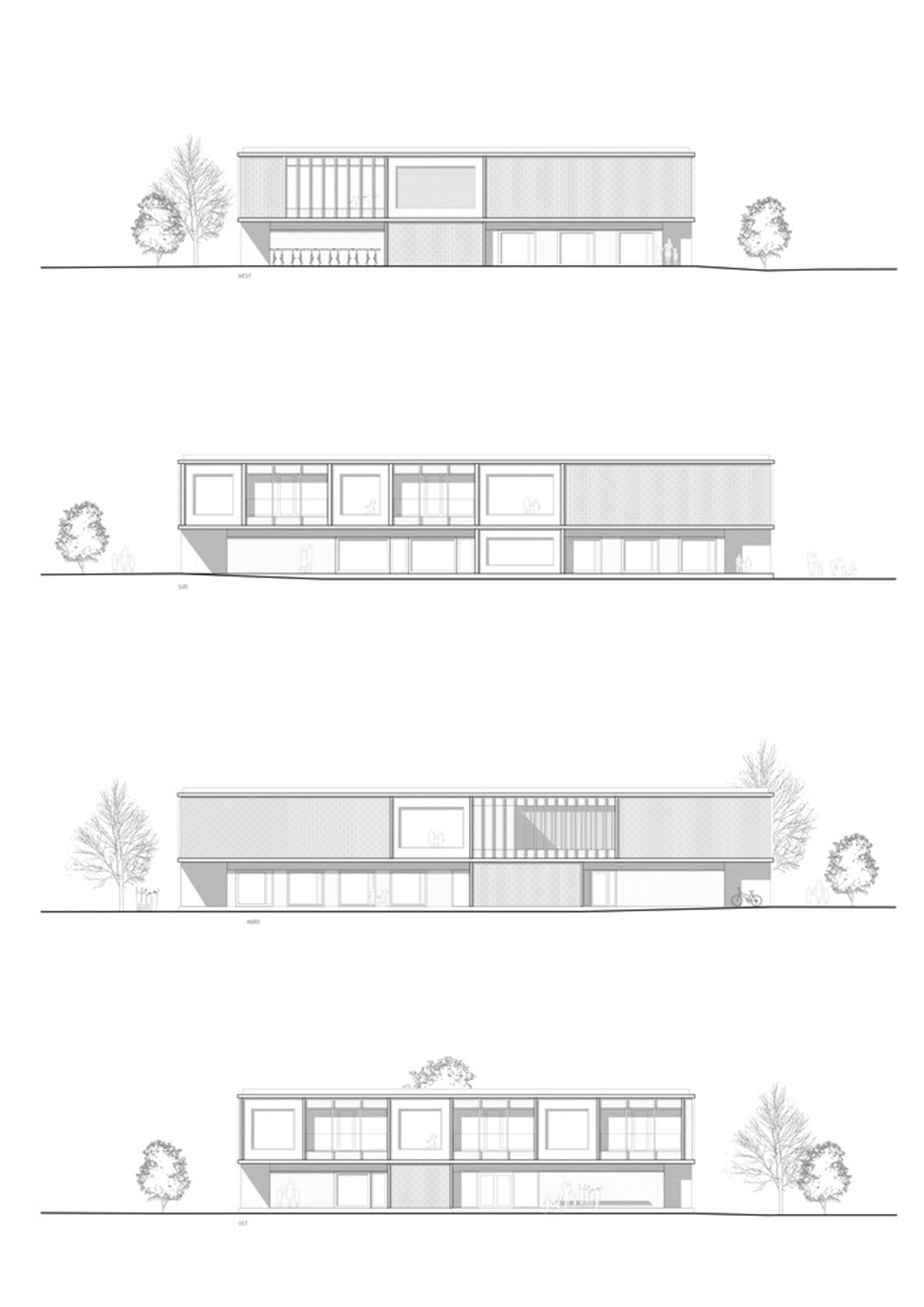 Innauer-Matt Architekten designs kindergarten with large pointed windows and wall motifs in Austria