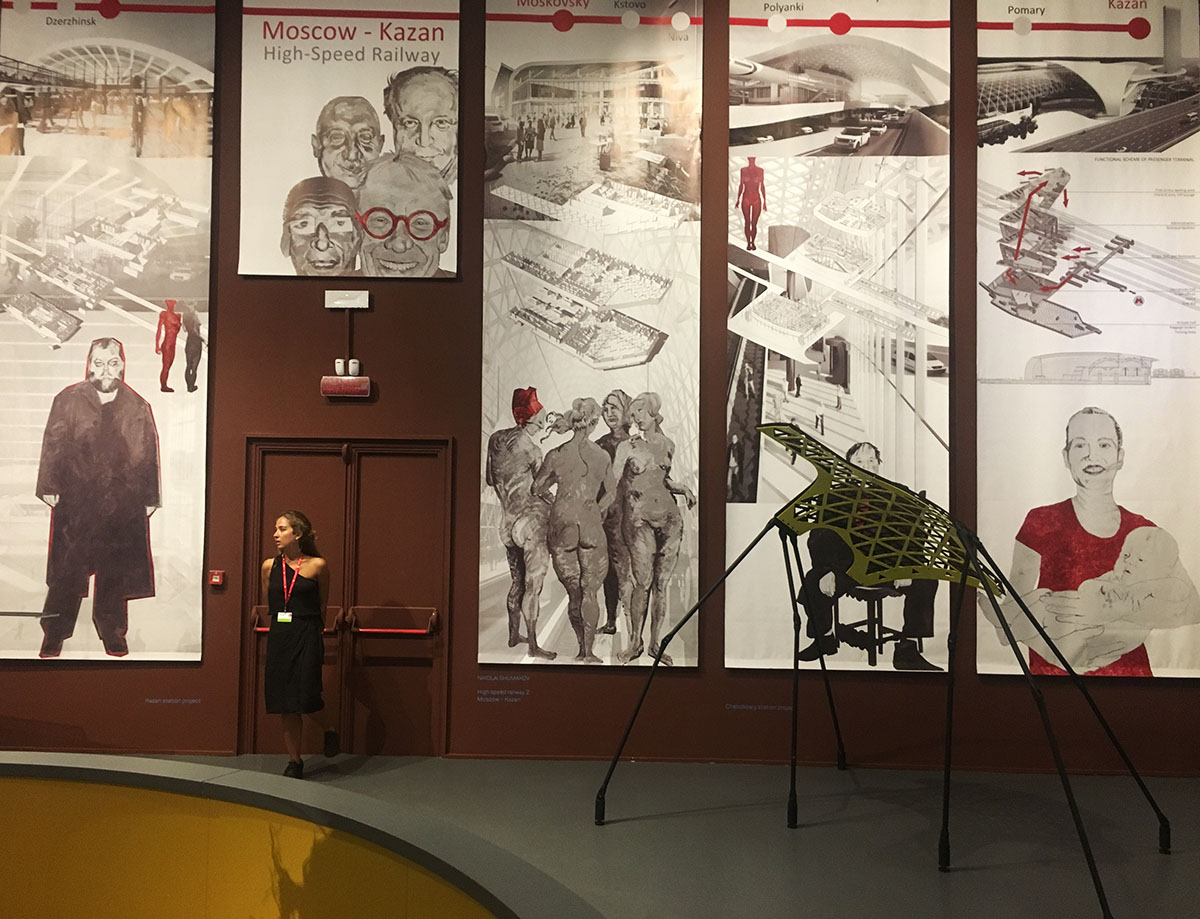 Russian Pavilion presents Russian railways with glamorous paintings in Venice Biennale