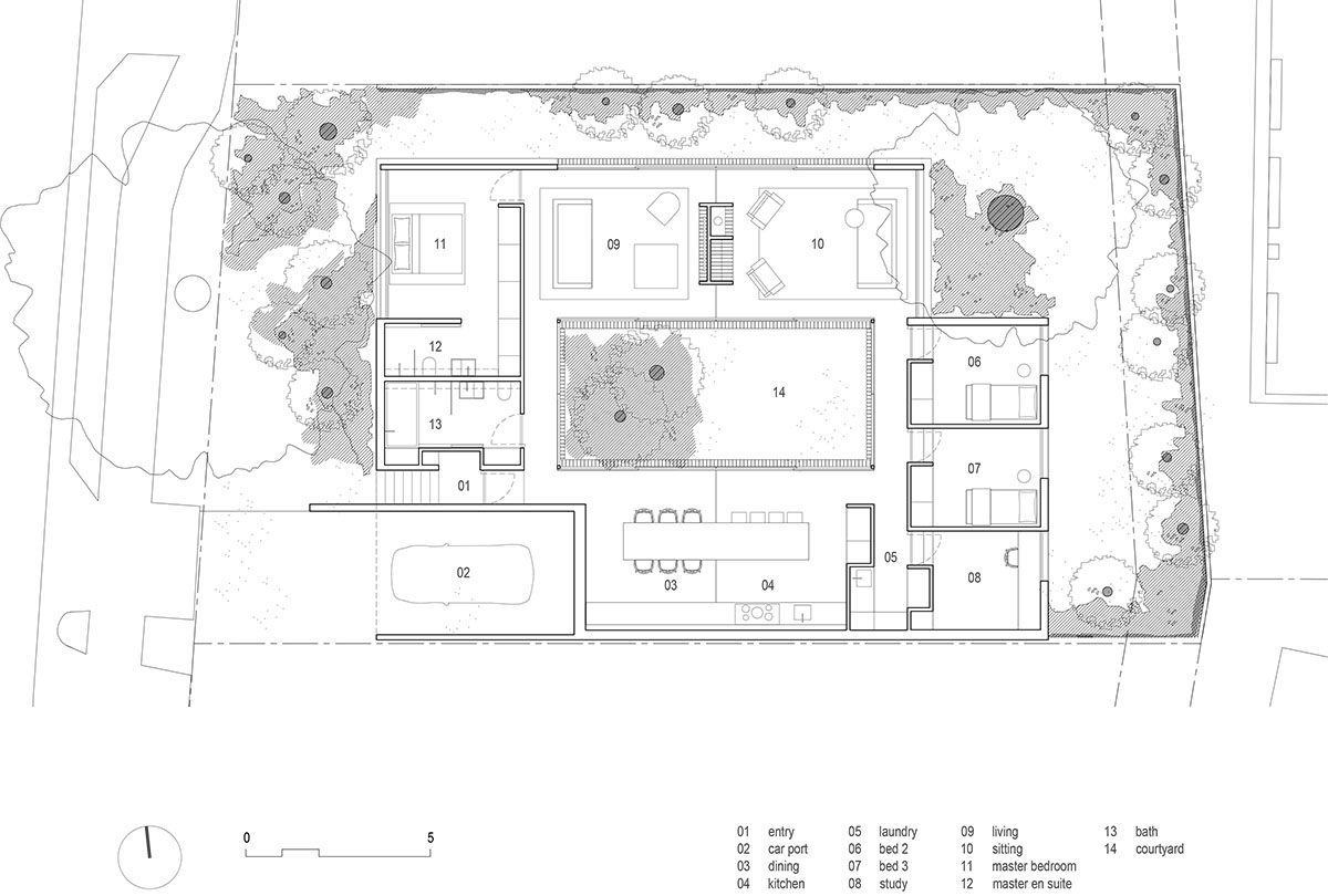 Studio Four designs Ruxton Rise Residence with internal courtyard and minimal elements in Melbourne