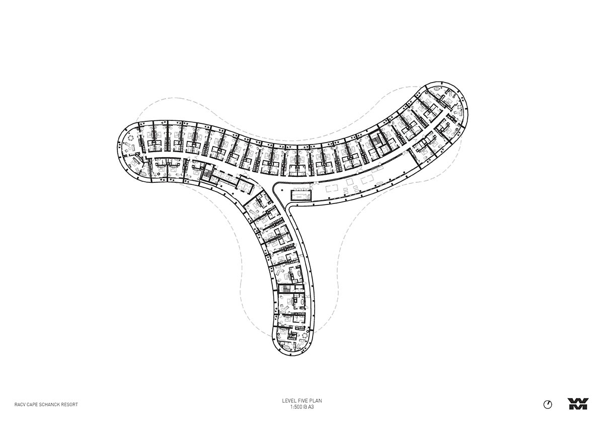 Wood Marsh completes sinuous resort anchored on hand-built locally sourced stone plinth in Australia