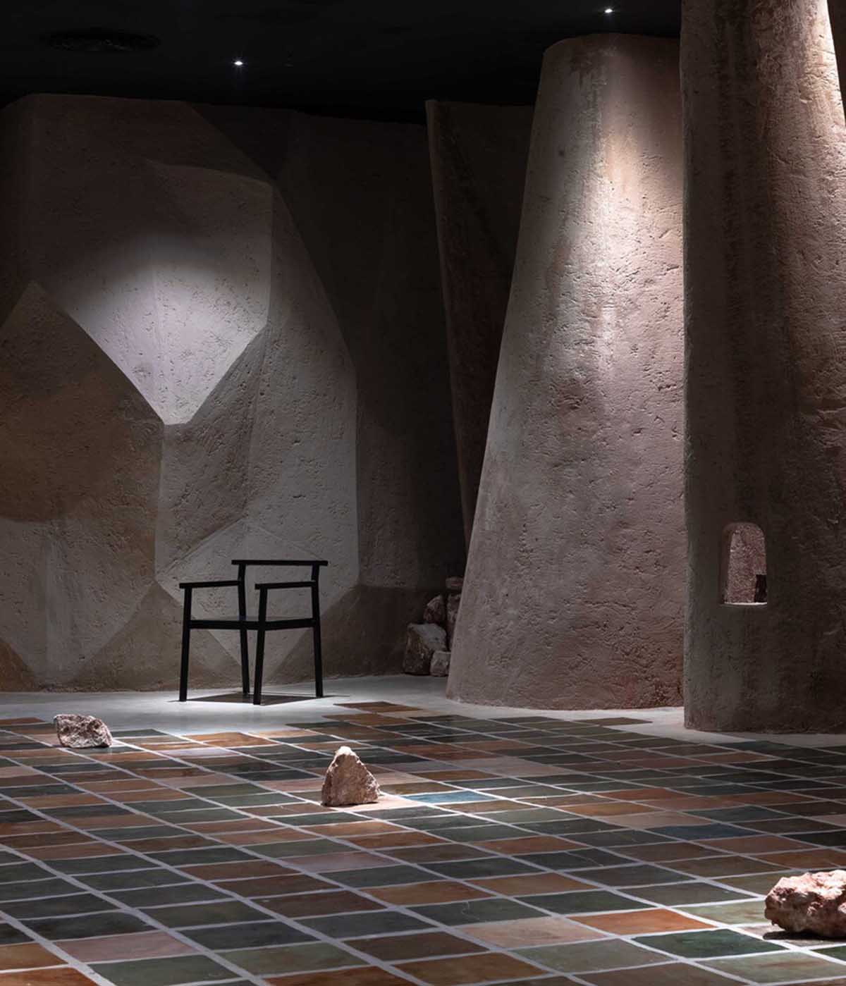 Vegetarian restaurant by Adrei Studio features moulded walls that become exhibition piece in Vietnam 