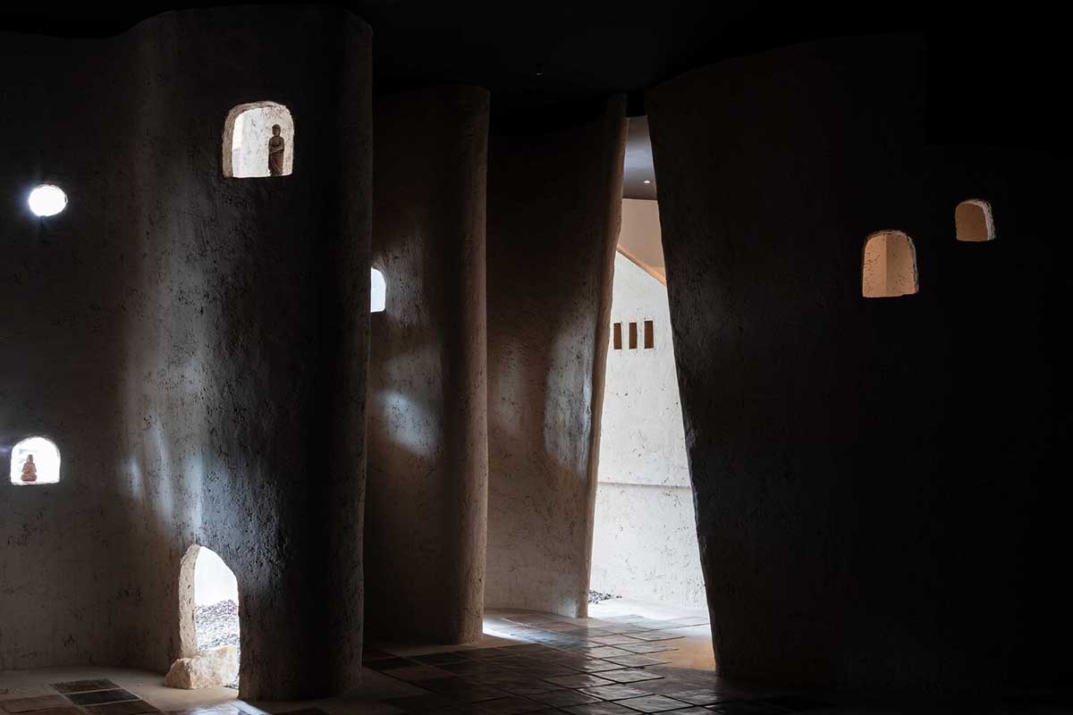 Vegetarian restaurant by Adrei Studio features moulded walls that become exhibition piece in Vietnam 