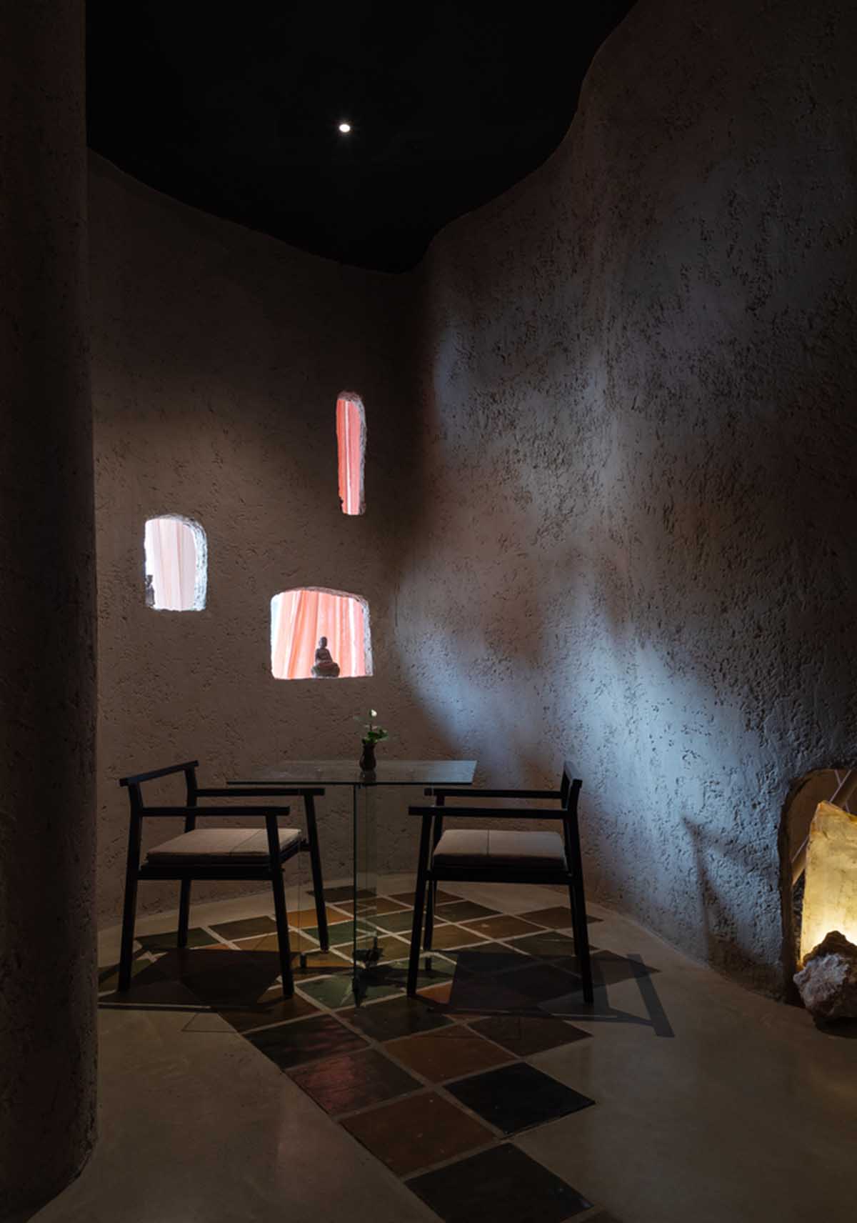 Vegetarian restaurant by Adrei Studio features moulded walls that become exhibition piece in Vietnam 