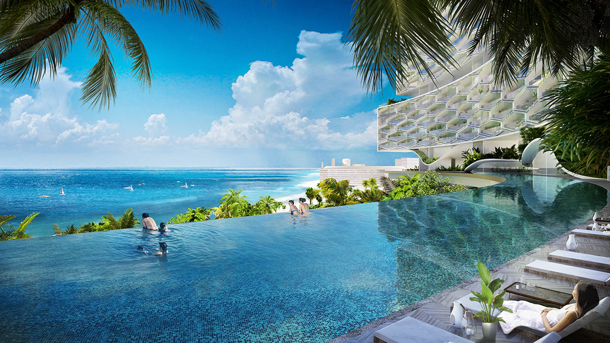Büro Ole Scheeren unveils Sanya Horizons, a vertical tropical resort featuring hanging gardens
