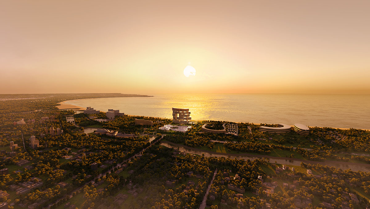 Büro Ole Scheeren unveils Sanya Horizons, a vertical tropical resort featuring hanging gardens