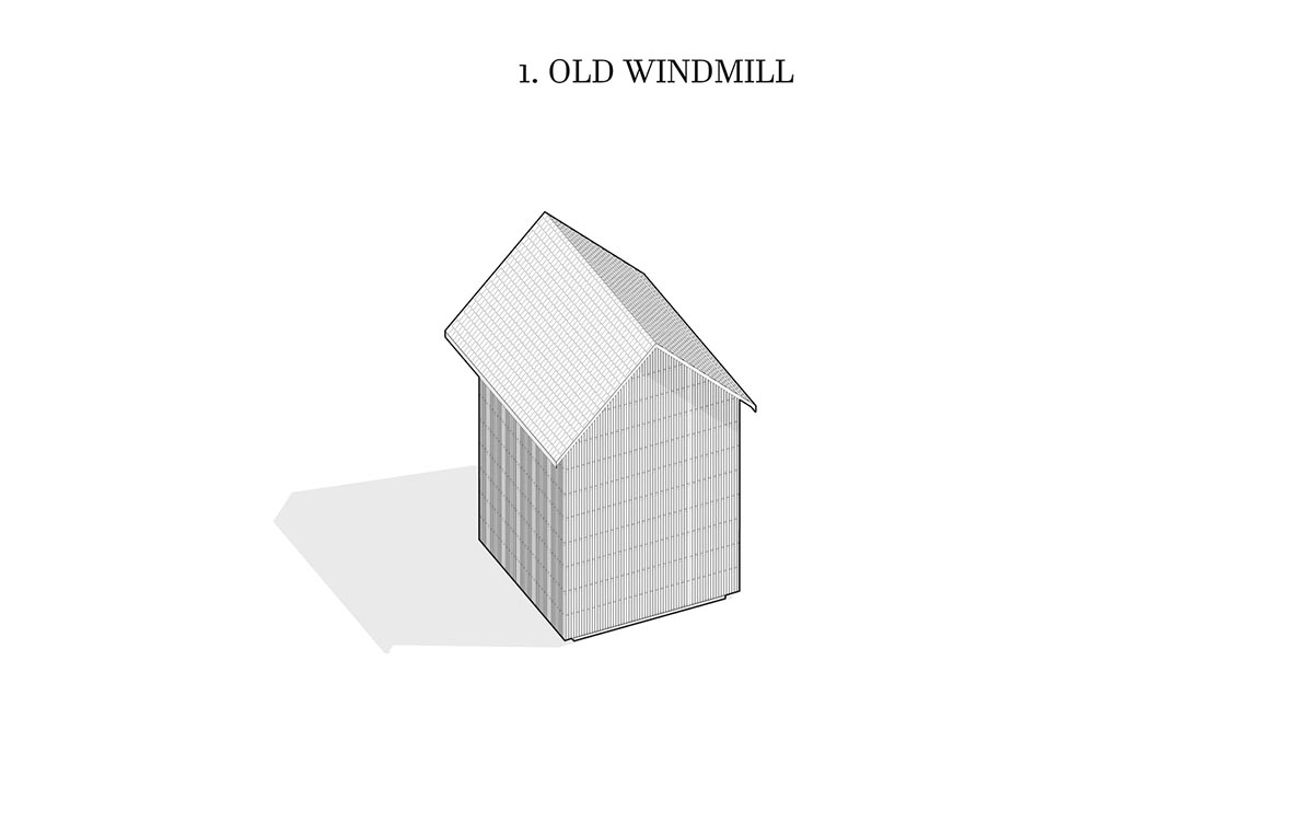 Michał Kucharski and o4 architekci clad old windmill with charred wood in a Polish town 