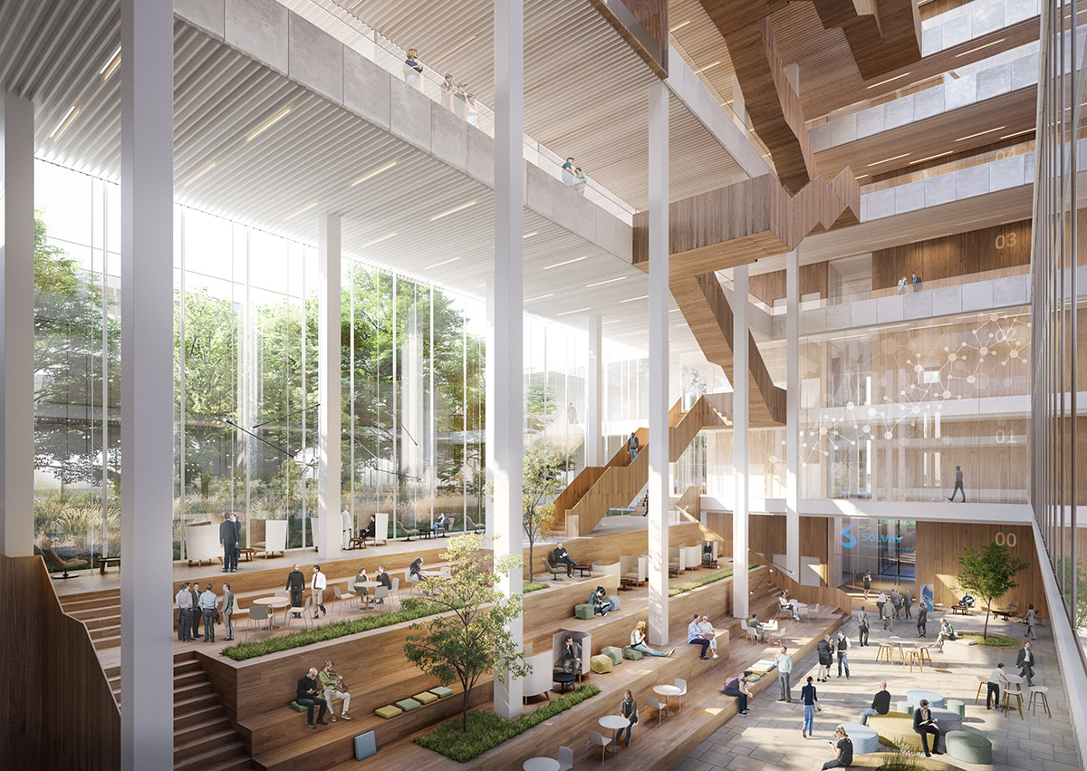 SHL Architects release images for sustainable headquarters of Solvay in Brussels