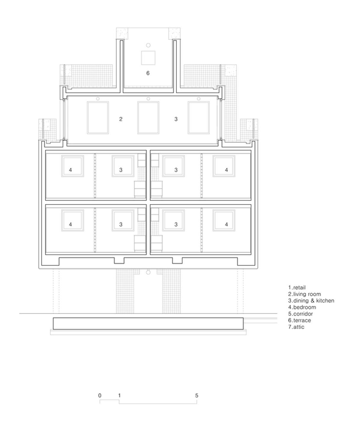 aoa architects uses red marble tiles to clad this apartment in South Korean neighborhood