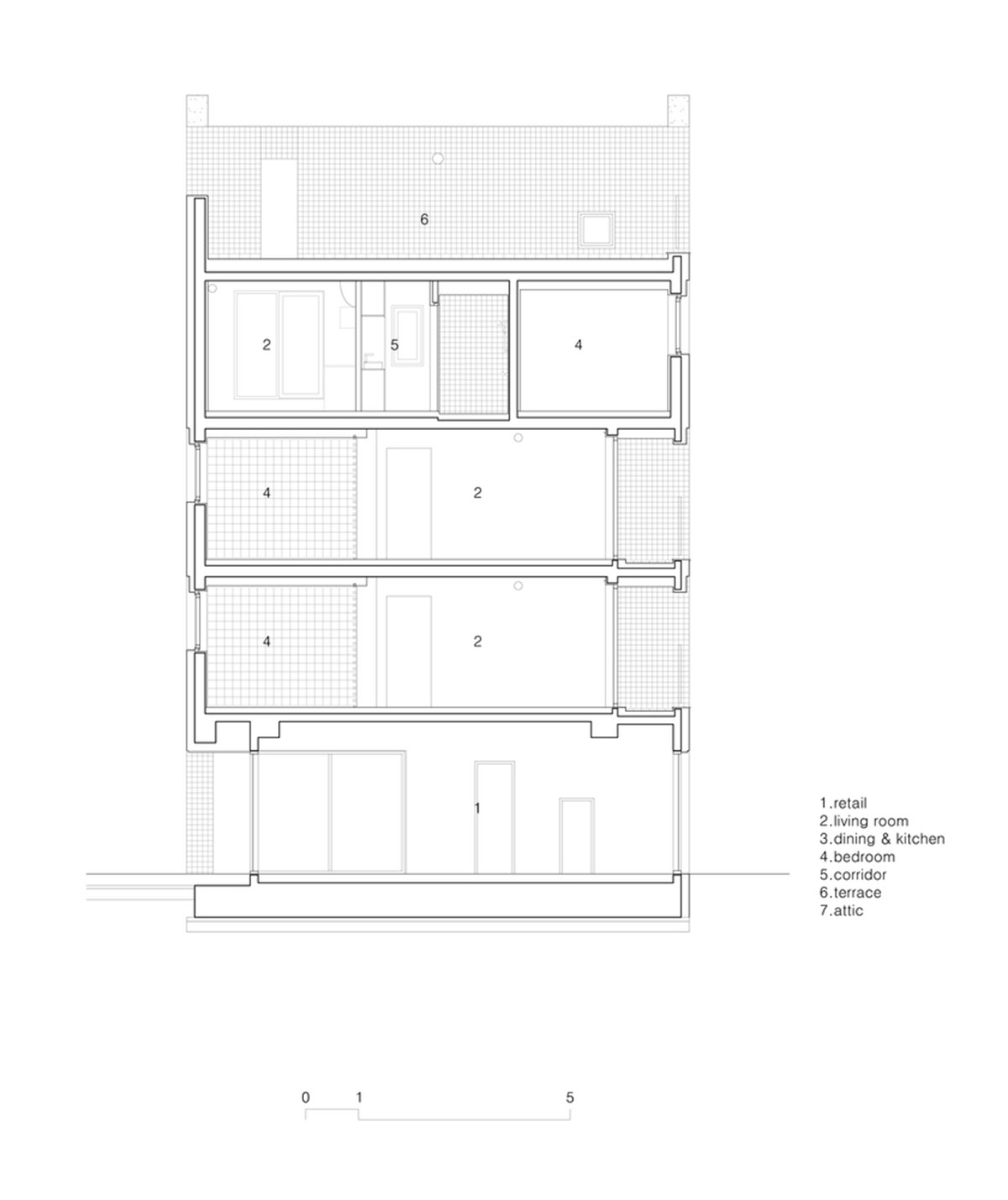 aoa architects uses red marble tiles to clad this apartment in South Korean neighborhood