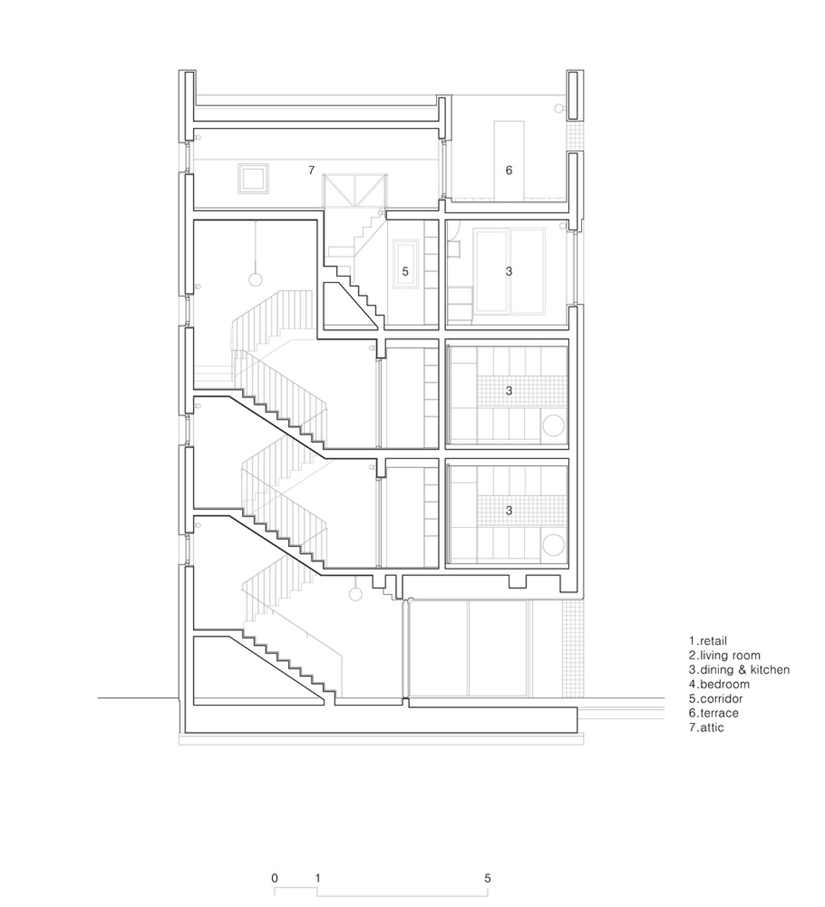 aoa architects uses red marble tiles to clad this apartment in South Korean neighborhood