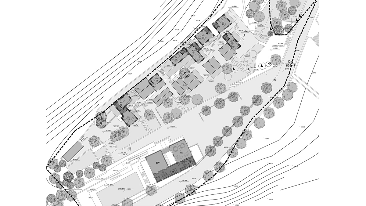 Penda China built resort with solid stones and wood structures evoking folk houses of China 