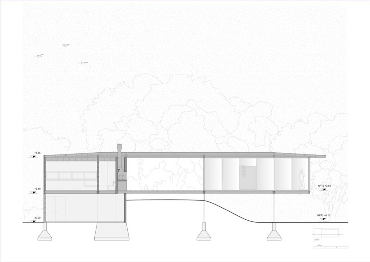 Floating Argentinean house by Mateo Gagliardo sits on a hill to resists against flooding 