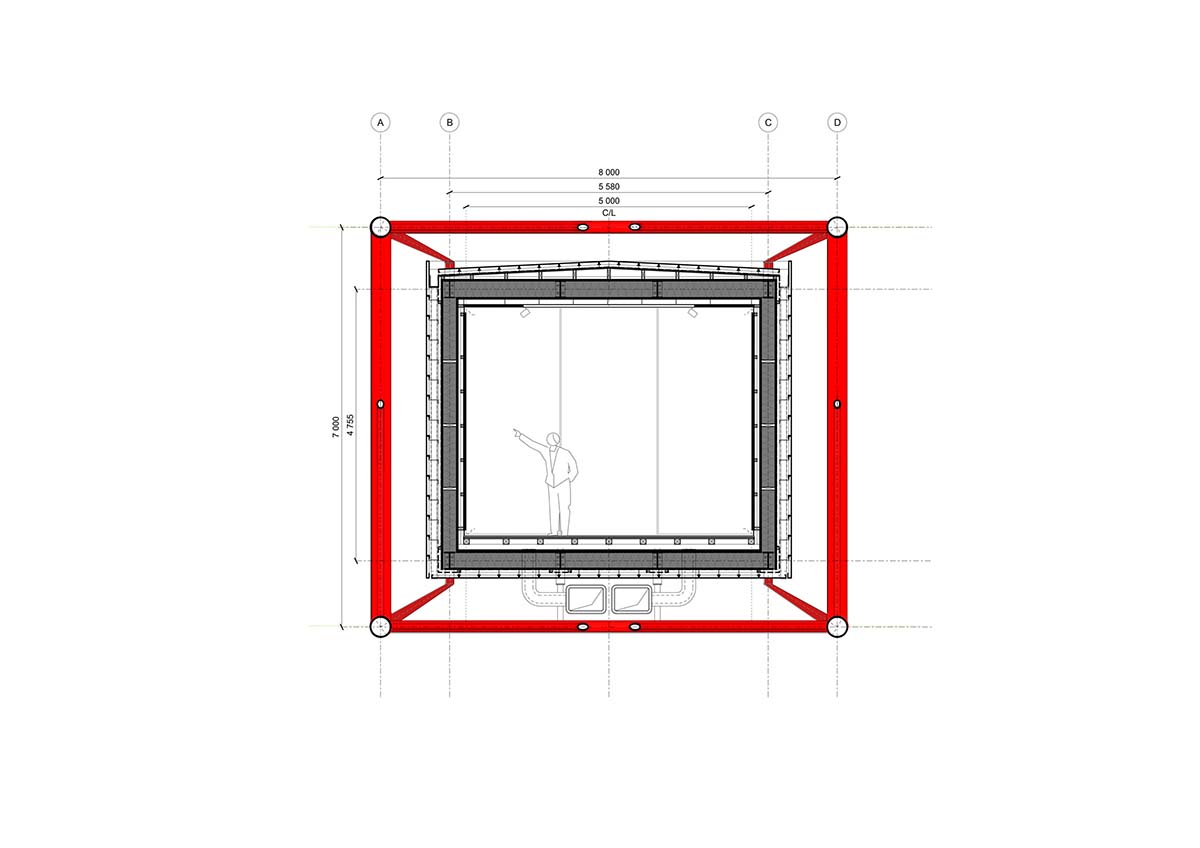 Richard Rogers' new gallery supported by orange steel beams cantilevers out 27 meters over hillside