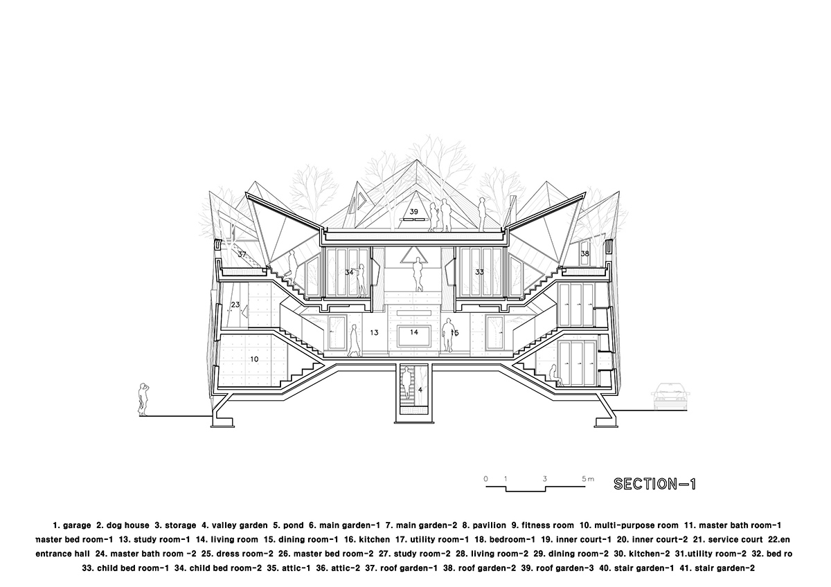 HyoMan Kim sets this polyhedron house on Bukhansan mountaintop to create climbable white petal