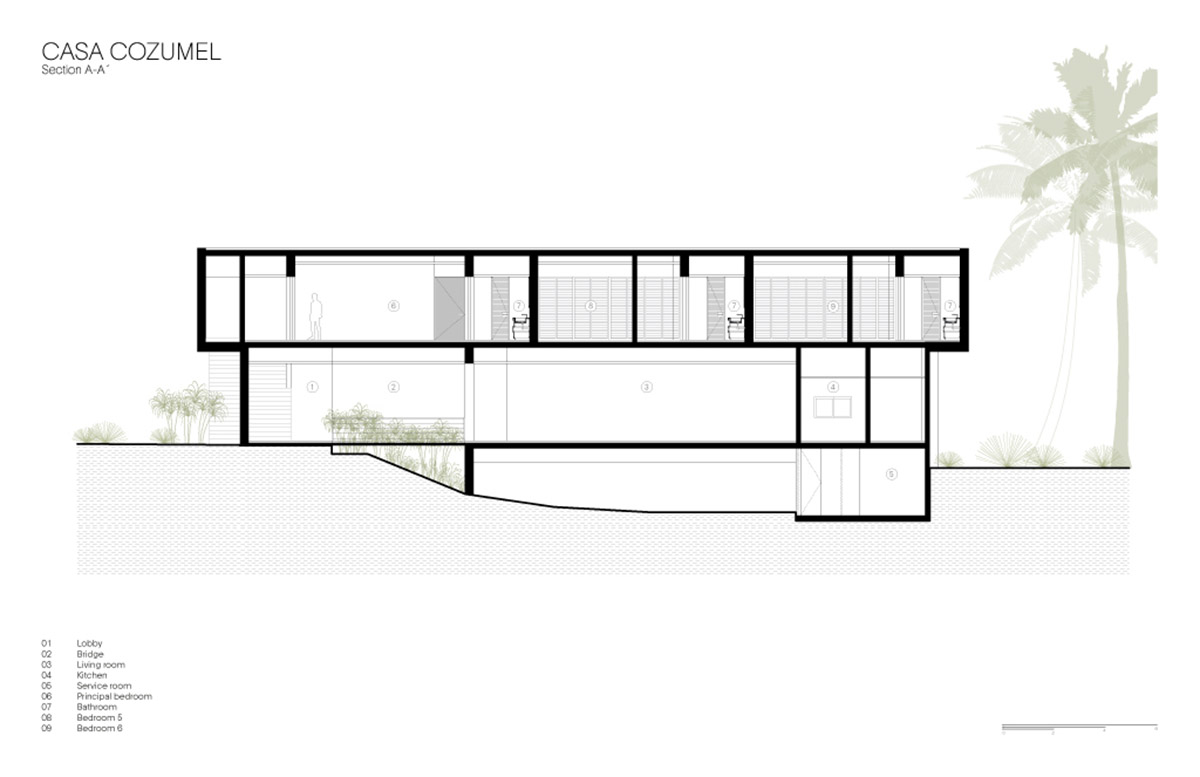 Sordo Madaleno Arquitectos' L-shaped residence disappears in a lush vegetation of Mexican island