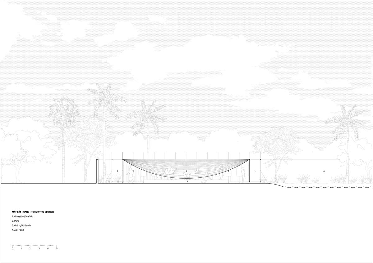 MIA Design Studio's Ashui Pavilion is made of white layers of fabric creating soft curve in Vietnam 