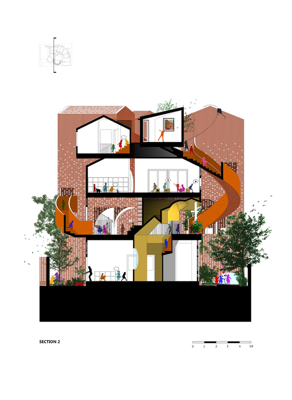 This intertwined kindergarden creates surprising spaces for kids and adults in Vietnam