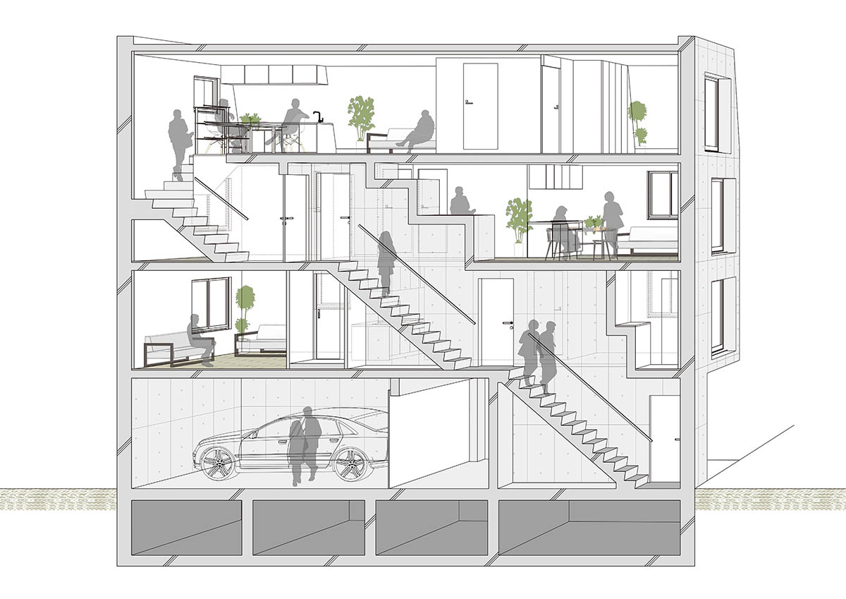 Ryuichi Sasaki Architecture built staircase-linked layered housing in Tokyo 