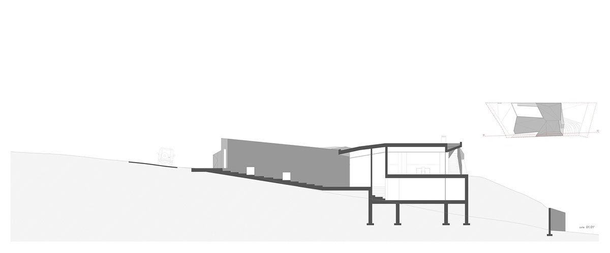 Contaminar Arquitectos built cave-like house from irregular walls inspired by rocky topography