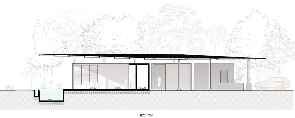 Large wing-like roof points out Santiago Hills Villa designed by Studio Saxe in Costa Rican jungle