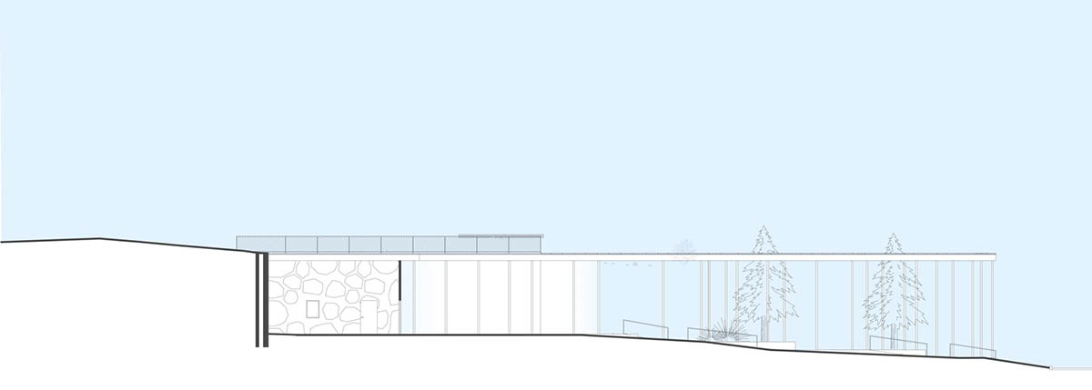 Yaniv Pardo Architects designs open coffee shop with slim columns in idyllic landscape of Jerusalem