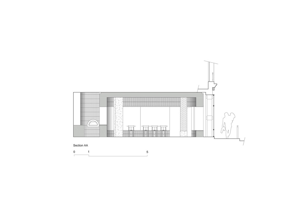 Neri&Hu-designed restaurant in Paris exposes layering material history with oblong volume inside