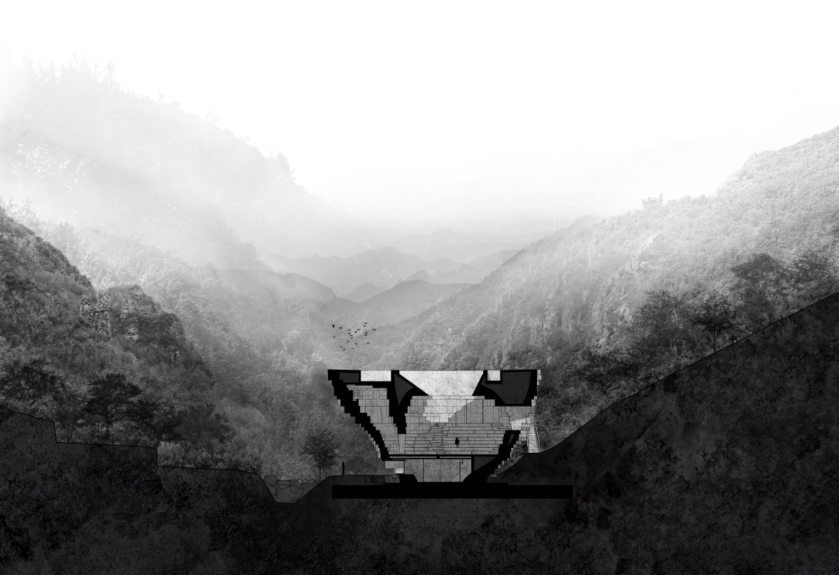 OPEN Architecture designs monolithic rock-like open-air concert hall in the north of Beijing