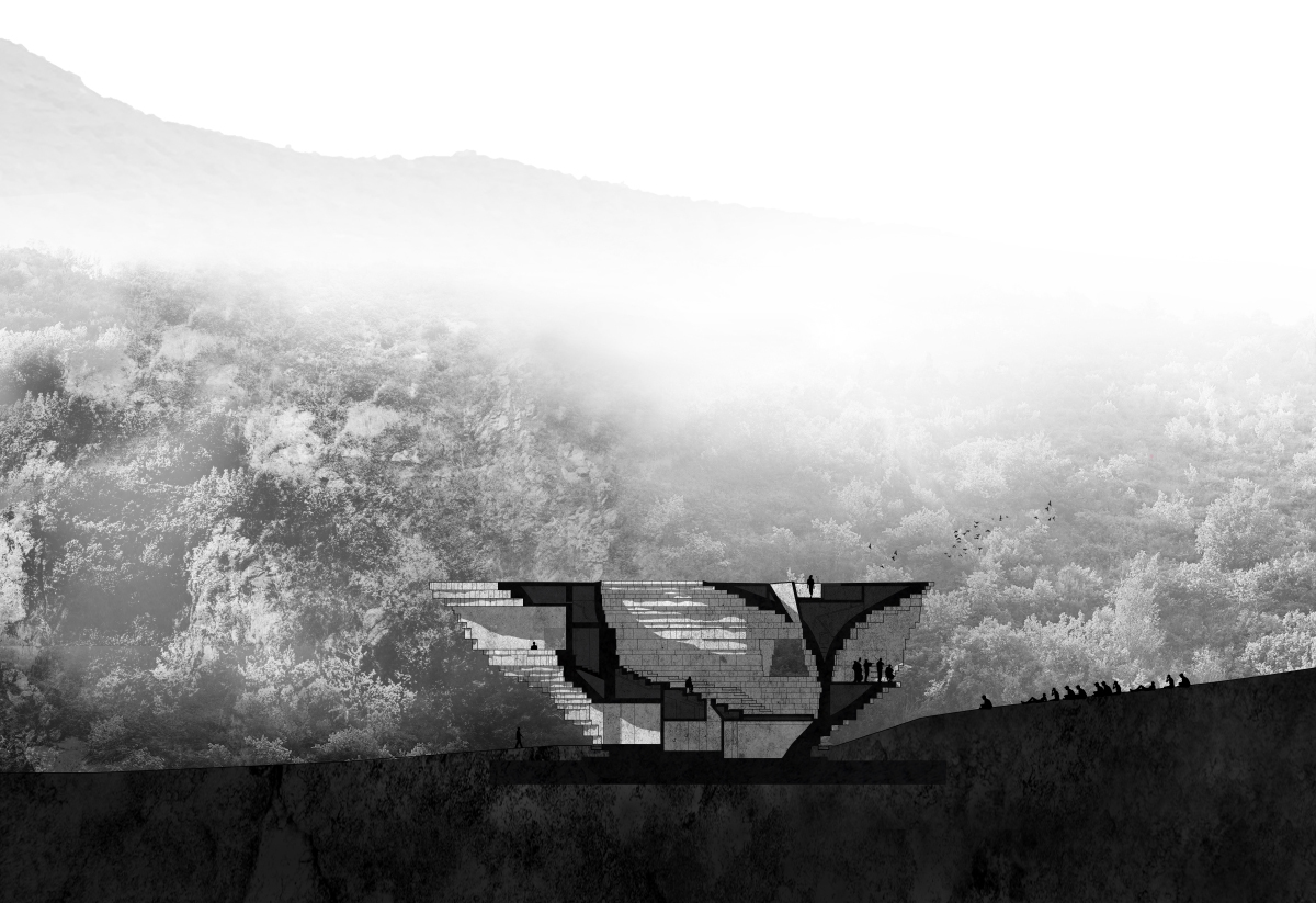 OPEN Architecture designs monolithic rock-like open-air concert hall in the north of Beijing