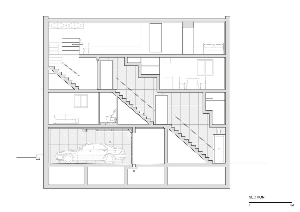 Ryuichi Sasaki Architecture built staircase-linked layered housing in Tokyo 