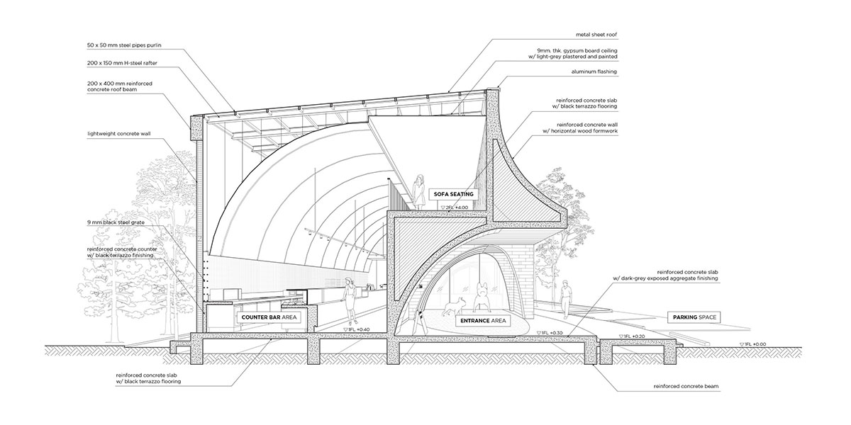 French Kitsch III is a cathedral-like cafe in Thailand that features imperfect arches