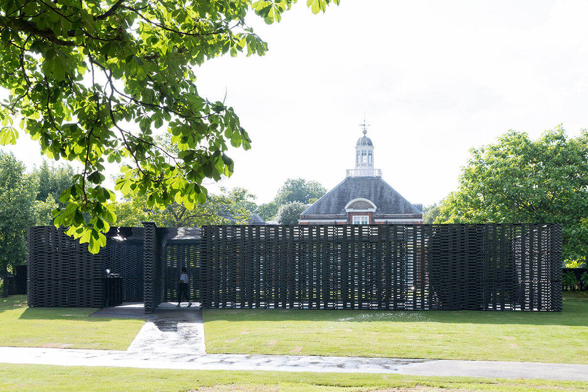 Frida Escobedo completes Serpentine Pavilion with dark colours and textured surfaces in London