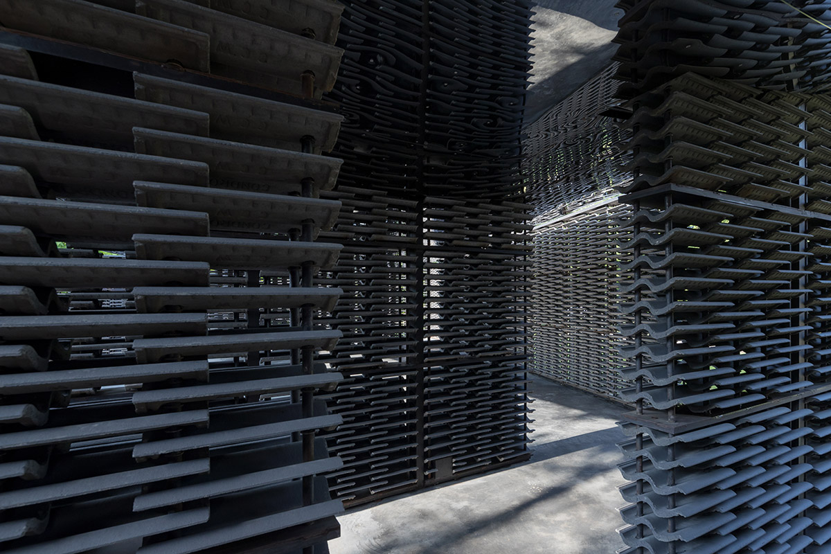 Frida Escobedo completes Serpentine Pavilion with dark colours and textured surfaces in London